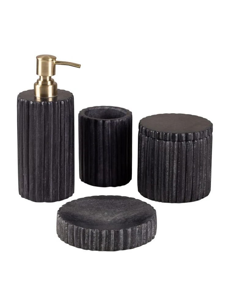 Roksana Black Marble Bath Accessories, Set of 4
