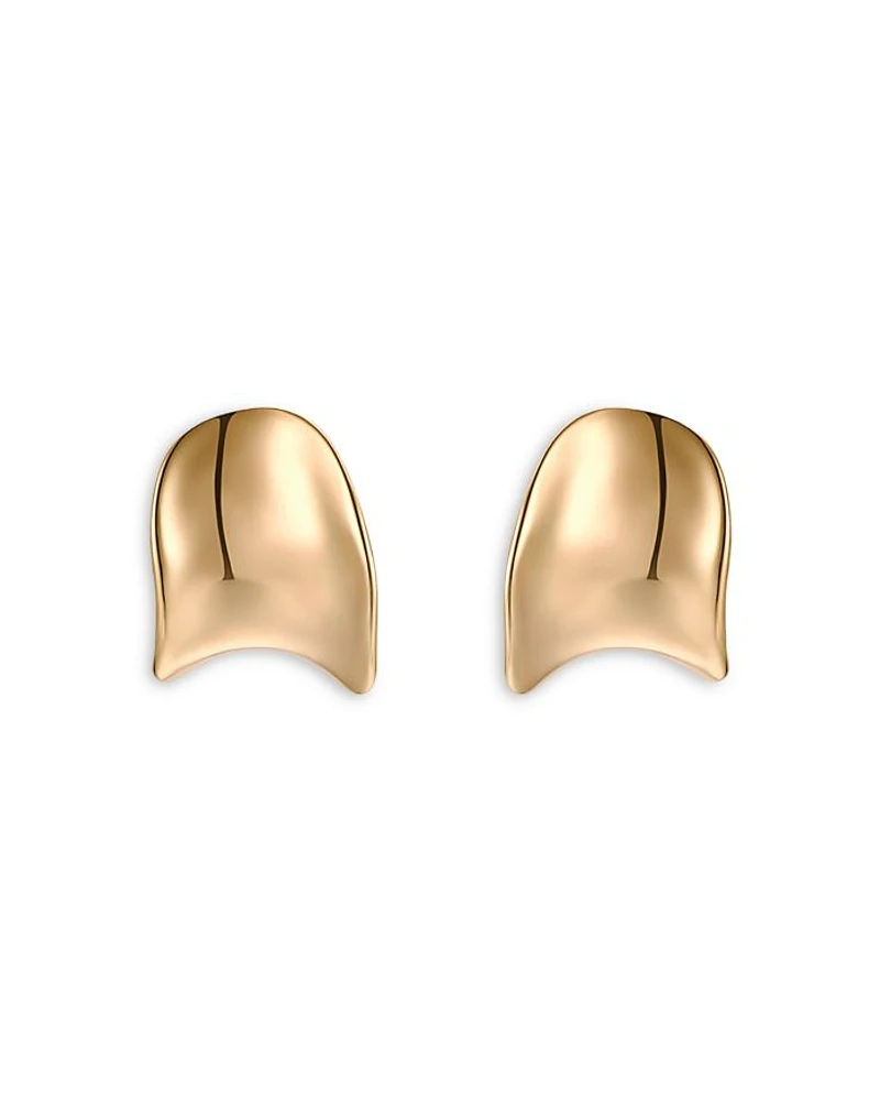 Curved Stud Earrings in 18K Gold Plated or Rhodium Plated
