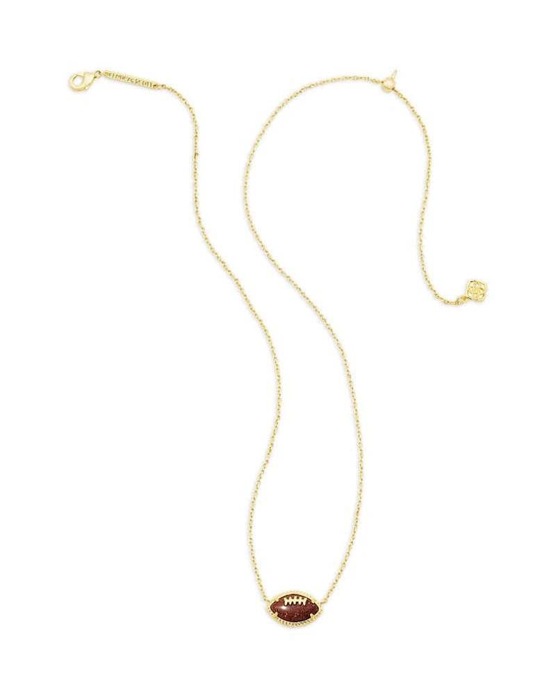 Stone Football Pendant Necklace, 19"