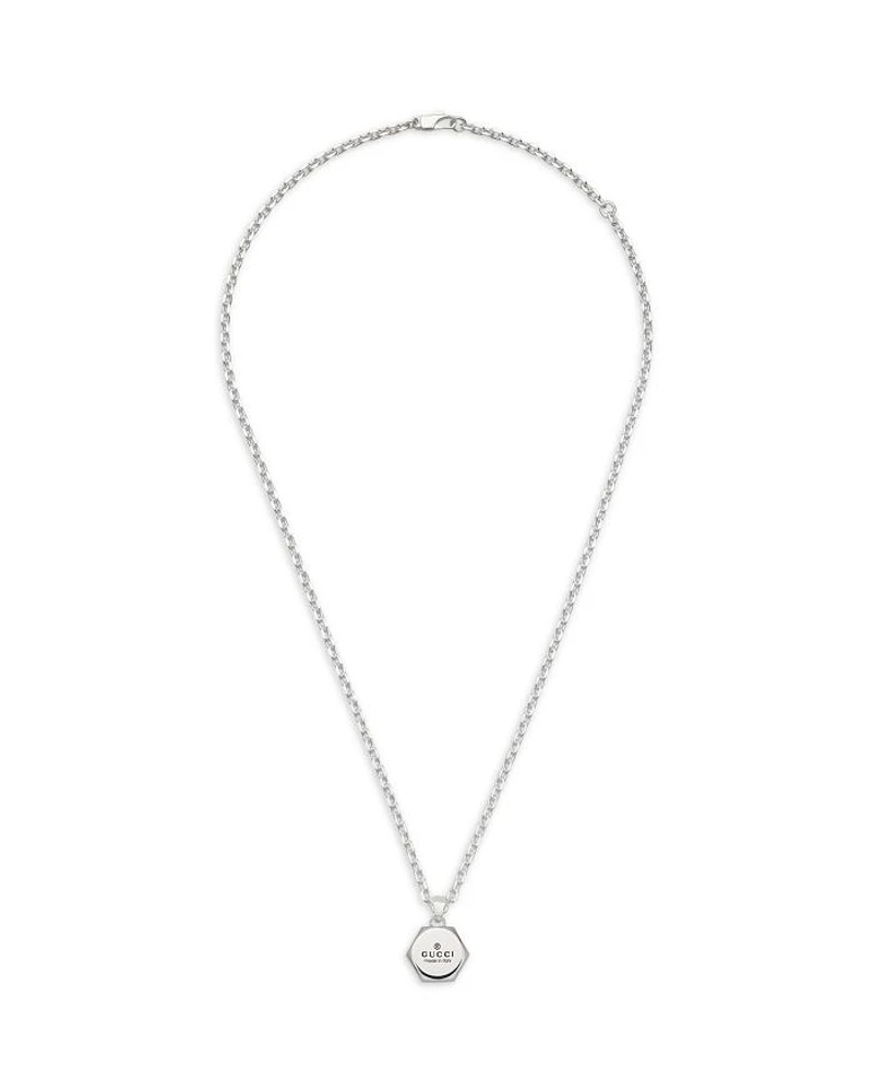 Sterling Silver Trademark925 Hexagon Pendant Necklace, 20-21.7"