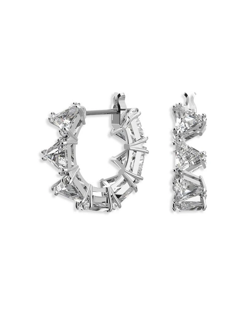 Matrix Triangle Cut Small Hoop Earrings in Rhodium Plated
