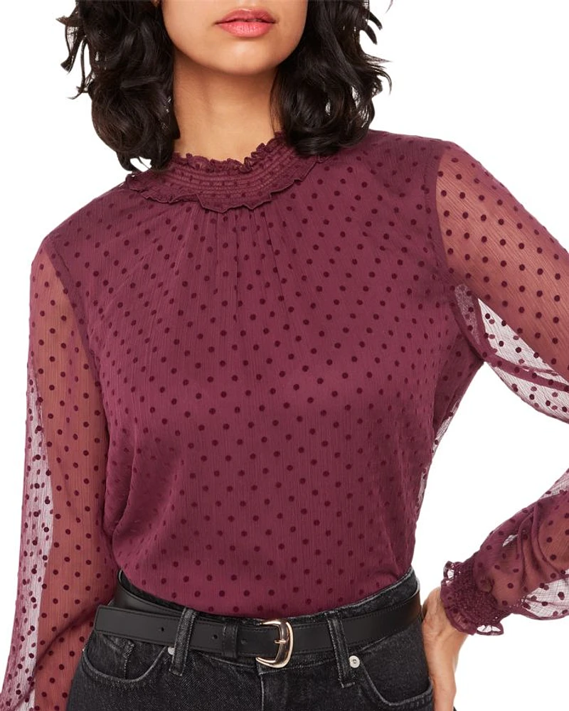 Dobby Velvet Shirred Top