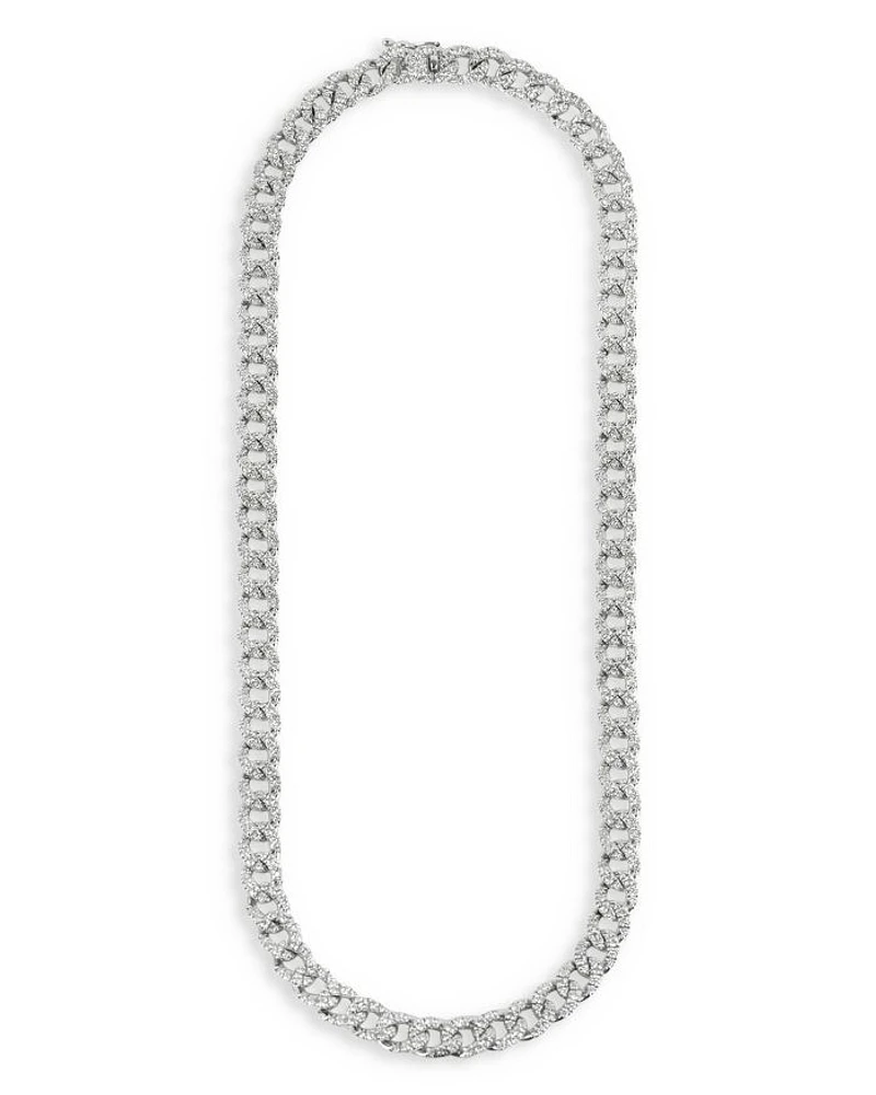 18K White Gold Classic Chic Diamond Link Necklace, 4.87 tcw