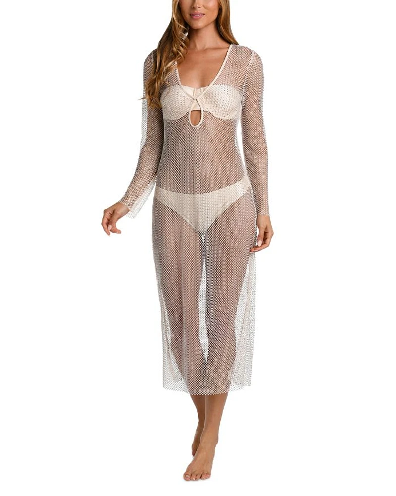 Sara Crochet Studded Swim Cover Up Maxi Dress