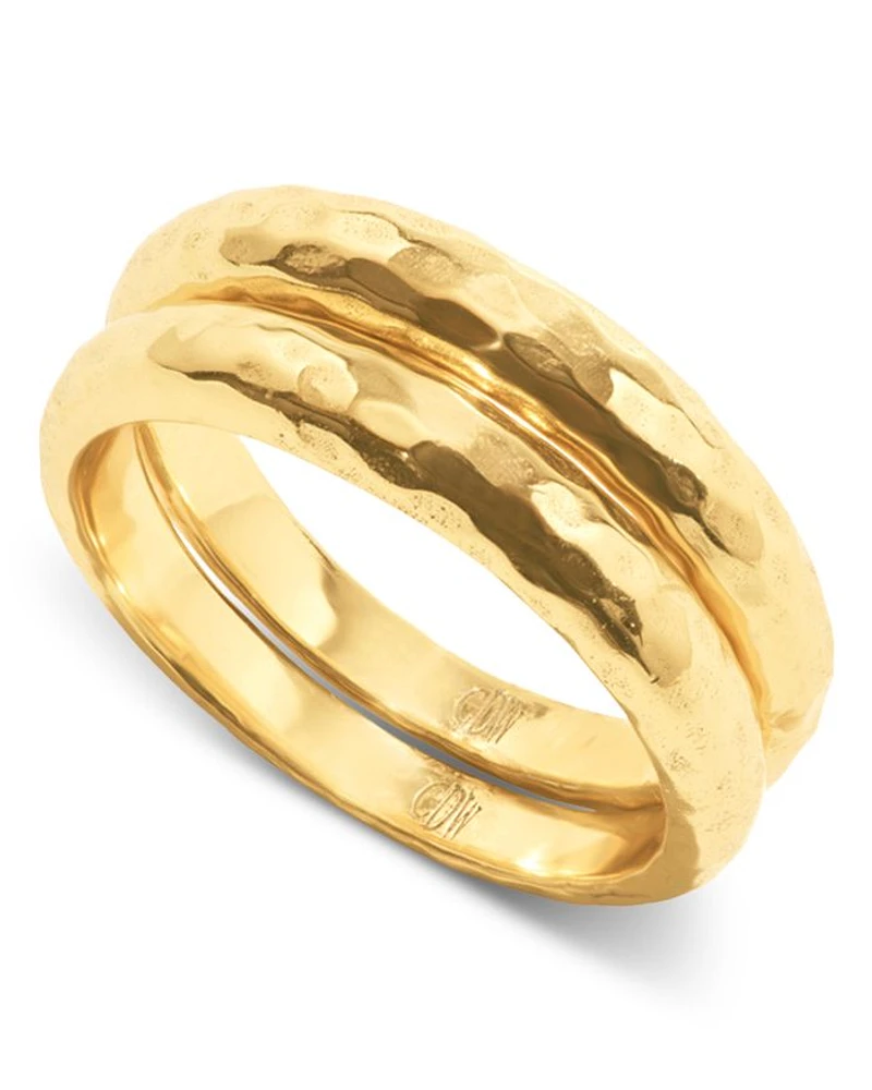 Cleopatra Slice Stacking Rings 18K Gold Plated, Set of 2