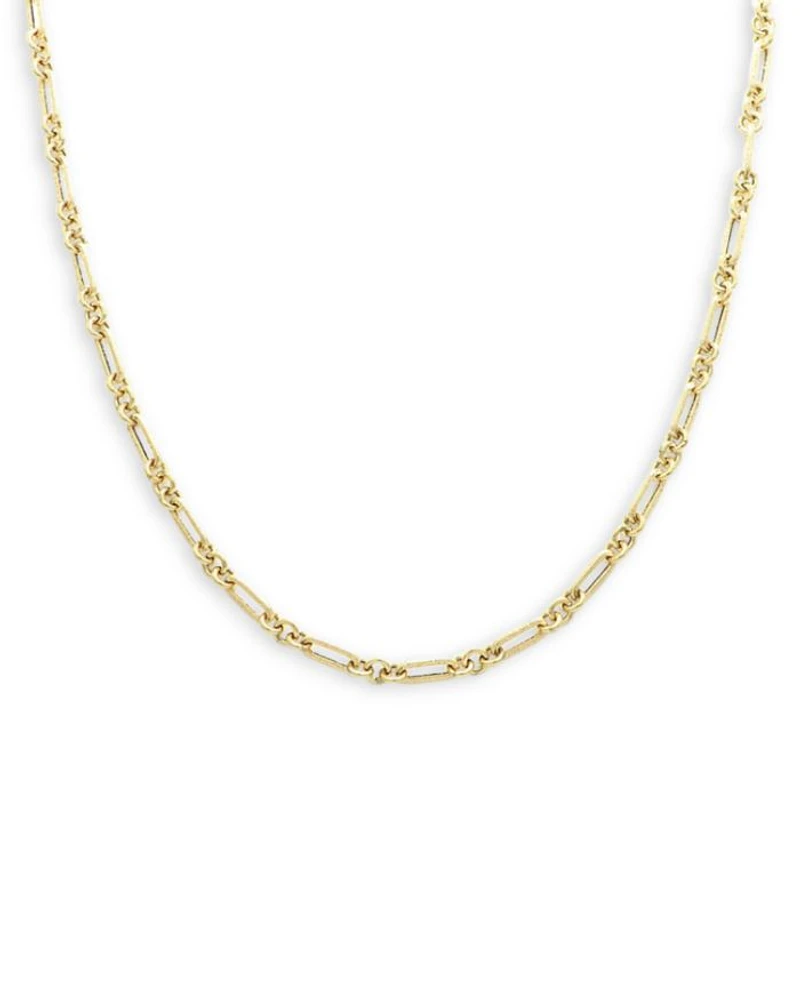 14K Yellow Gold Rolling Rolo Link Chain Necklace, 18"