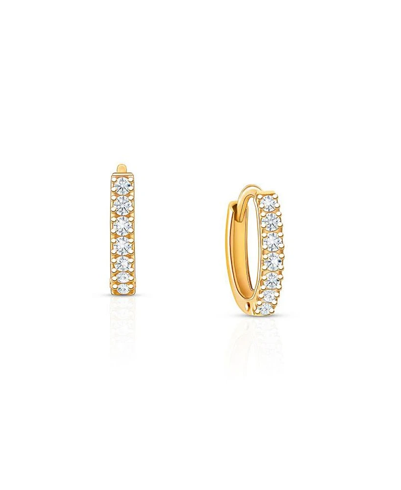 Girls' 14K Gold 9mm Timeless Pave Huggie Hoop Earrings - Baby, Little Kid, Big Kid