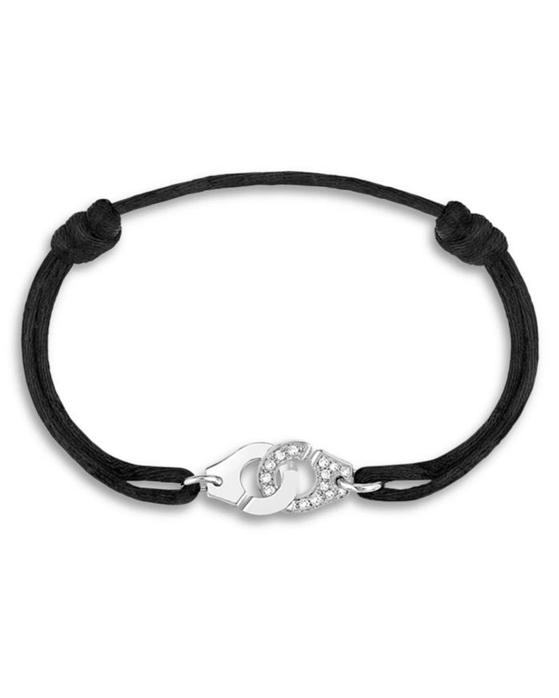18K White Gold Menottes Diamond Black Cord Slider Bracelet