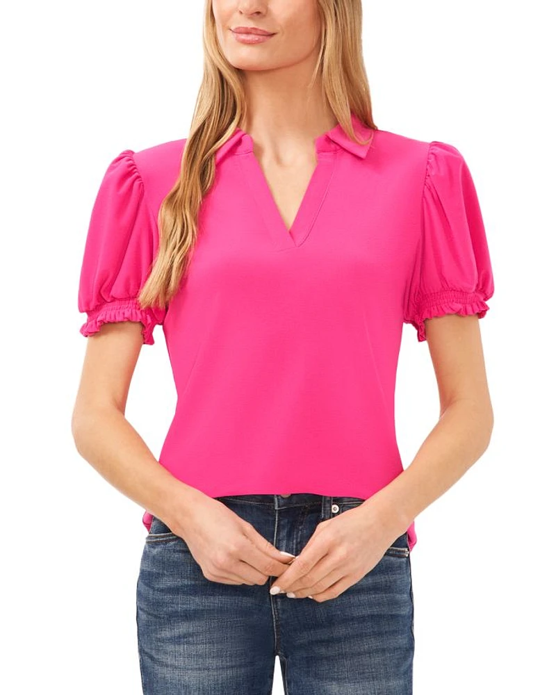 Collared Split Neck Top