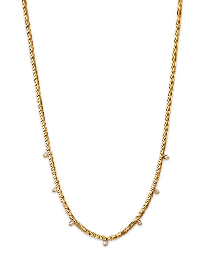 14k Yellow Gold Graduated Diamond Snake Chain Necklace, 16"