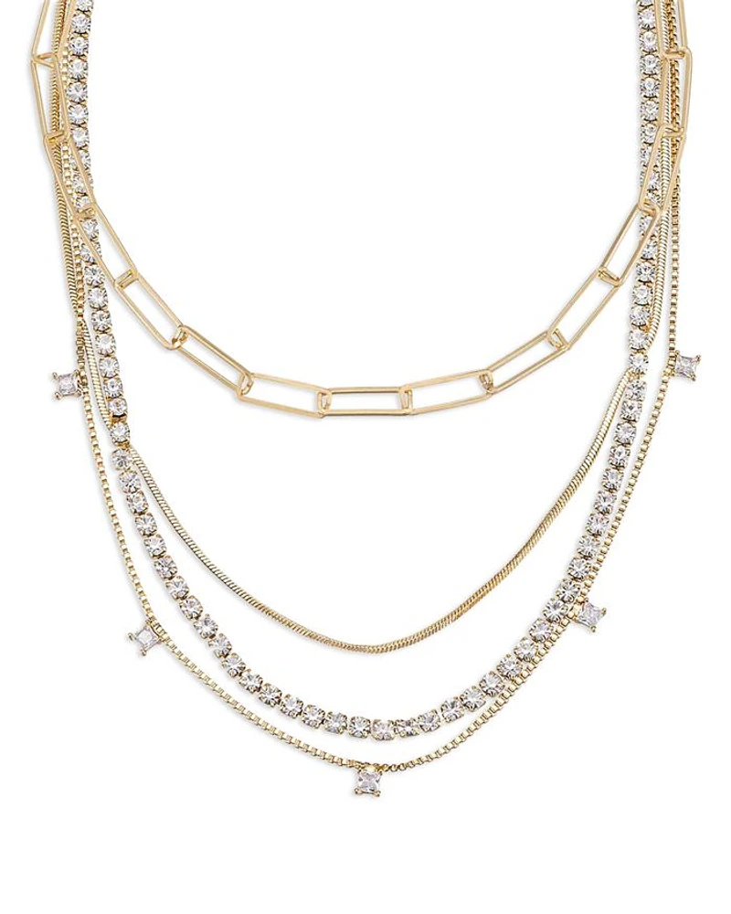 Cubic Zirconia Chain Necklaces, 14"/15"-19"/20", Set of 4