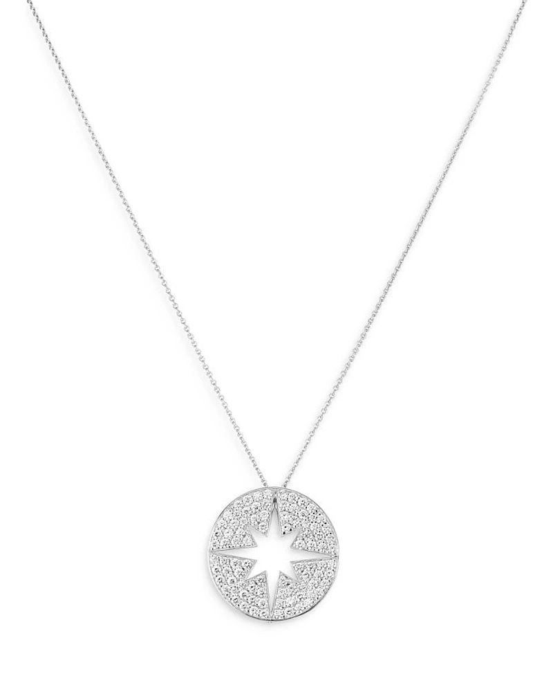 18K White Gold Tiny Treasures Diamond Starburst Pendant Necklace, 16-18"