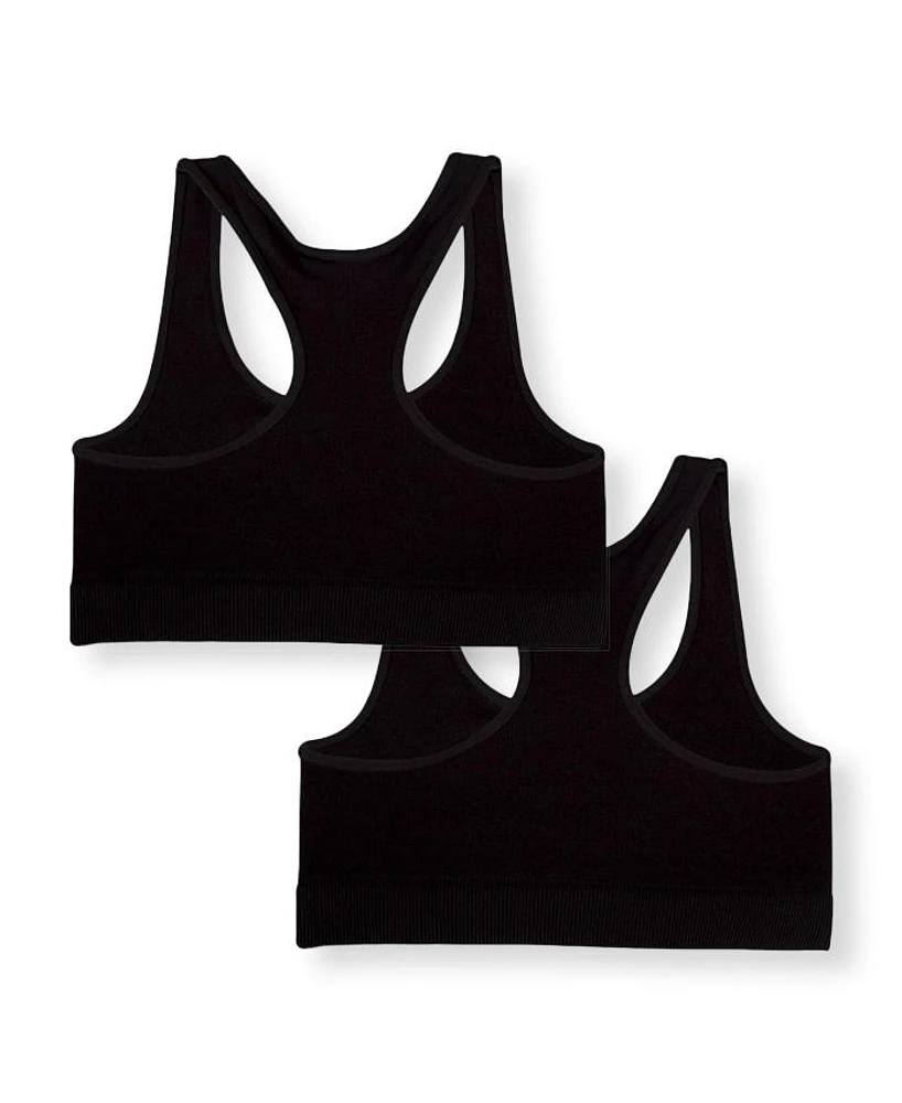 Girls' Racer Back Sports Bra, Bundle of Two - Big Kid