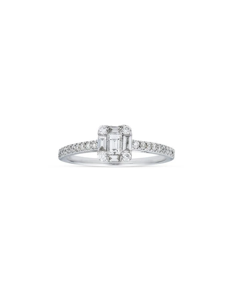 18K White Gold Mosaic Diamond Ring