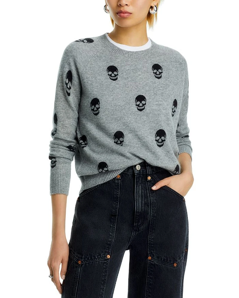 Skull Print Crewneck Cashmere Sweater - Exclusive
