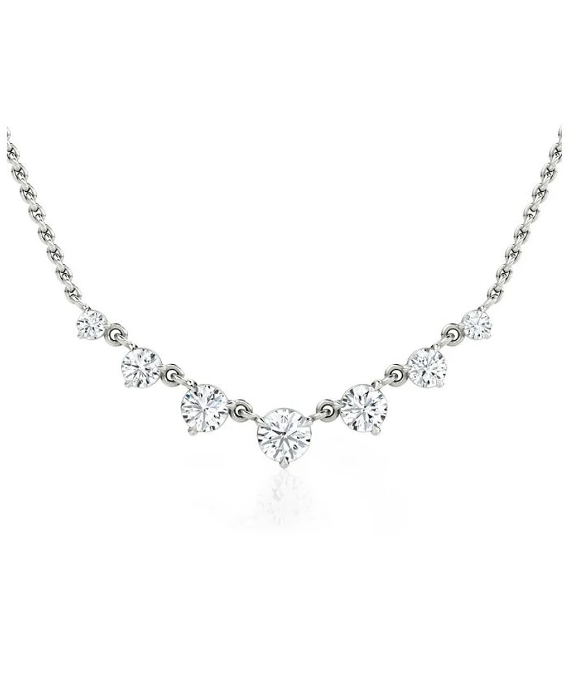 Linked Lab-Grown Diamond Tennis Necklace in 14K White Gold, .85ctw Round Brilliant Lab Grown Diamonds