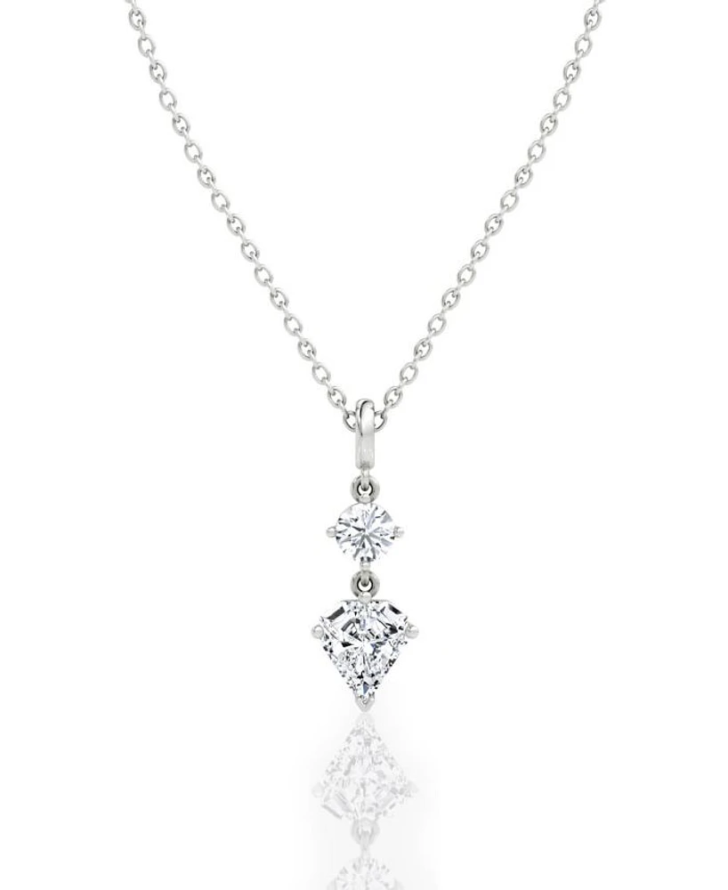 Duo Drop Pendant 14K Yellow Gold, 1.0ctw Round Brilliant & Shield Lab Grown Diamonds, 18-20"