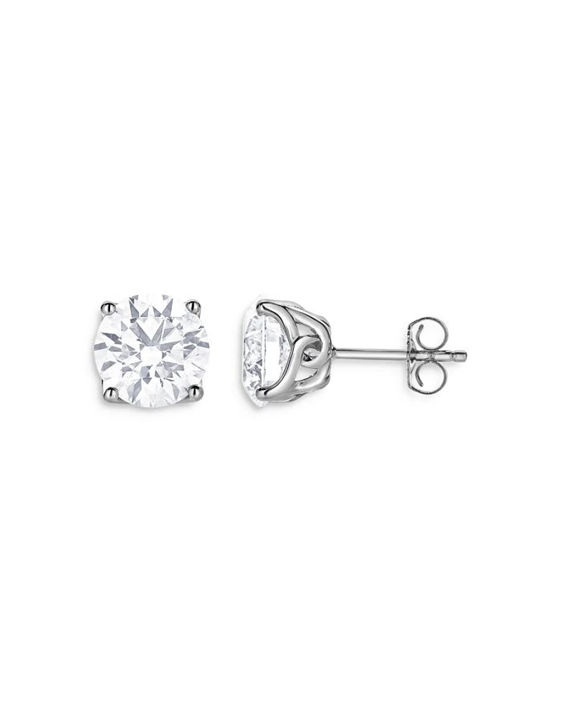 Certified Lab Grown Diamond Stud Earrings 18K White Gold