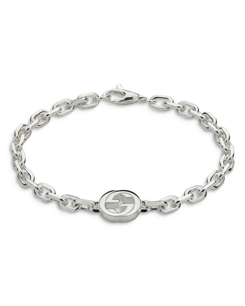 Sterling Silver Interlocking G Pendant Link Bracelet