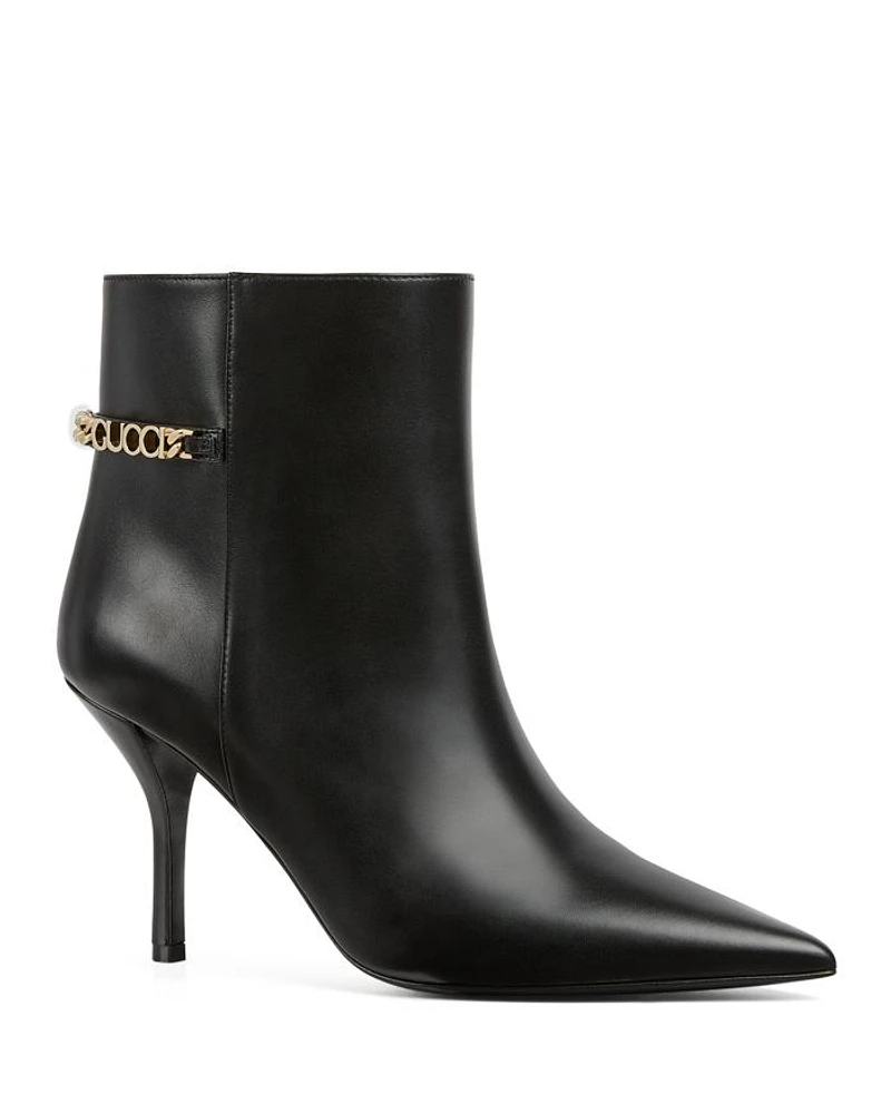 Women's Logo Embellished Pointed Toe Booties