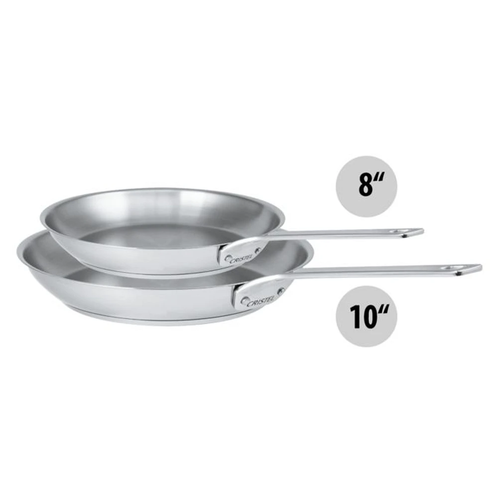 Cristel 1826 Collection 2 Pc Stainless Steel Frypan Set