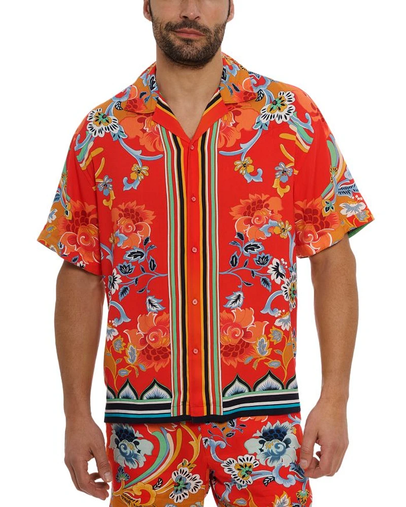 Taj Floral Leisure Fit Button Down Camp Shirt