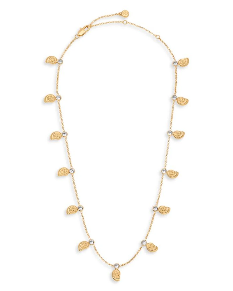 Swirled Shell Dangle Charm Necklace, 15"