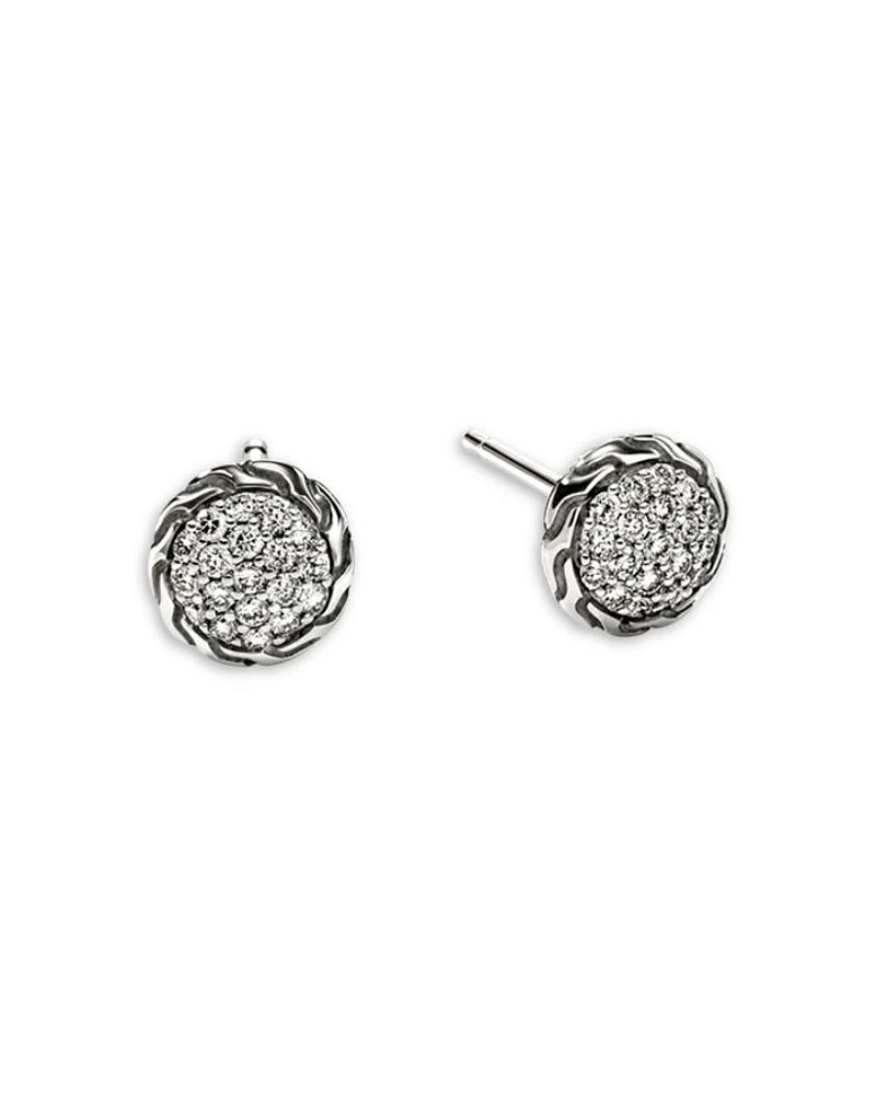 Sterling Silver JH Essentials Diamond Pavé Frame Stud Earrings