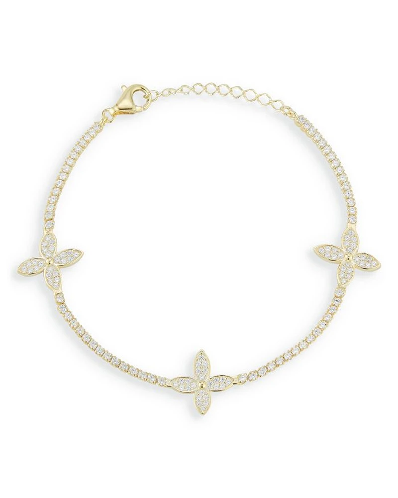 Cubic Zirconia Clover Tennis Style Bracelet- Exclusive
