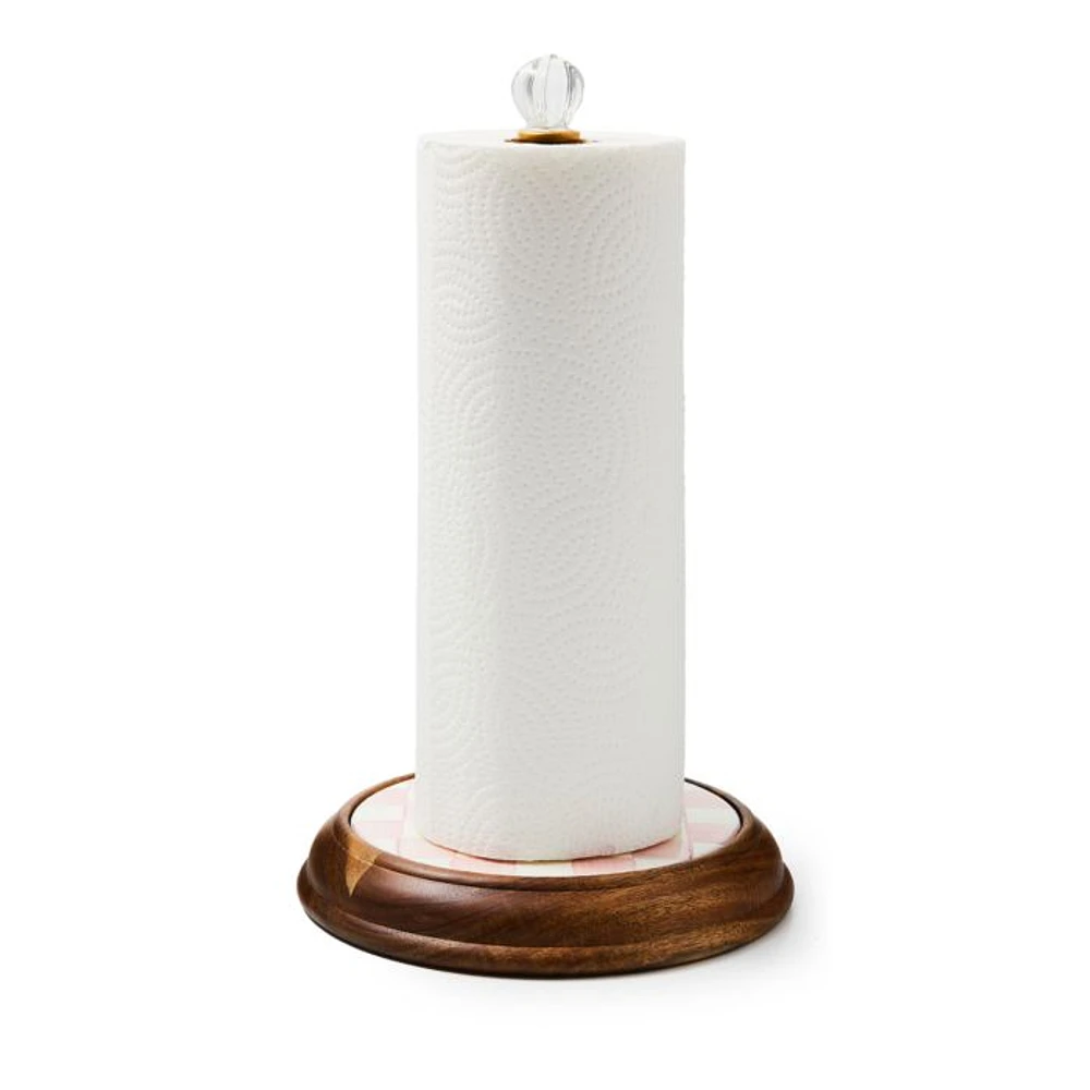 Rosy Check Wood Paper Towel Holder