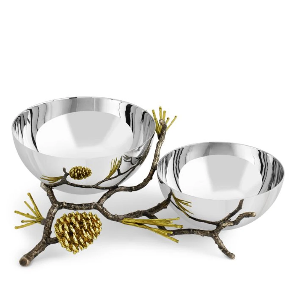 Pine Cone Double Bowl