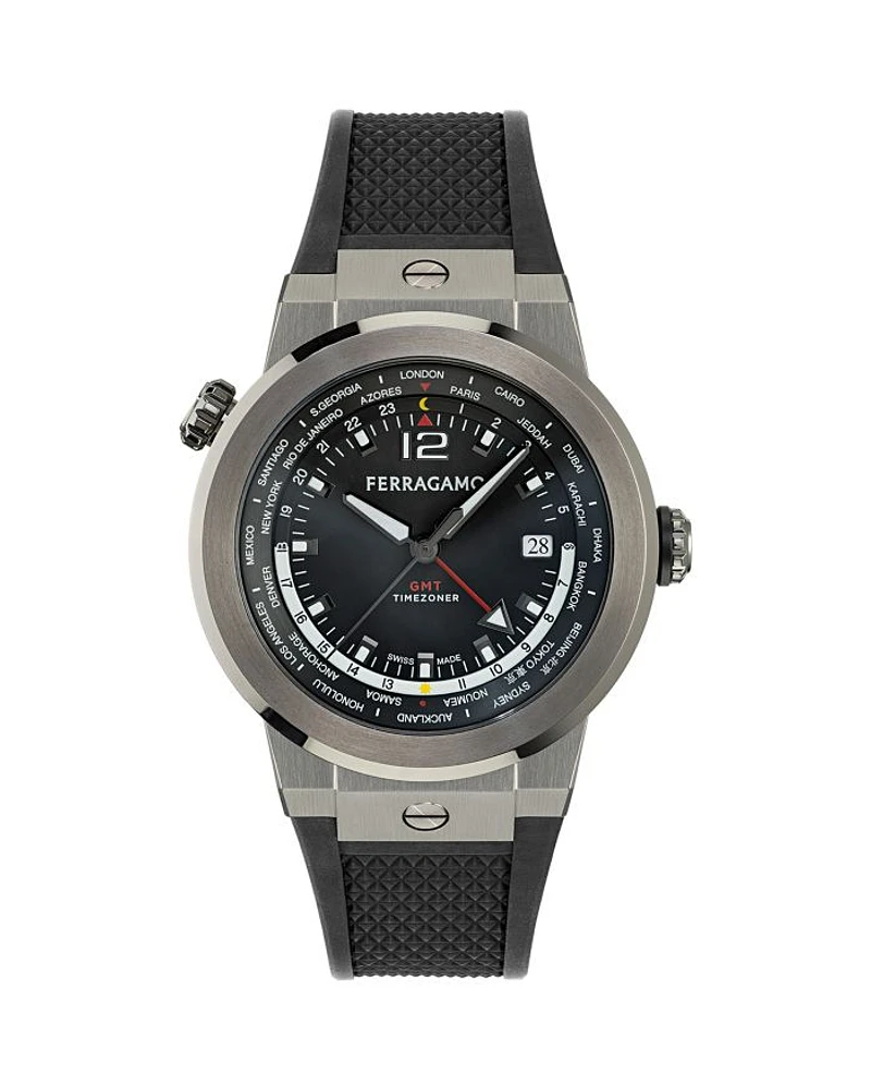 F-80 GMT Worldtime Silicone Watch, 43mm