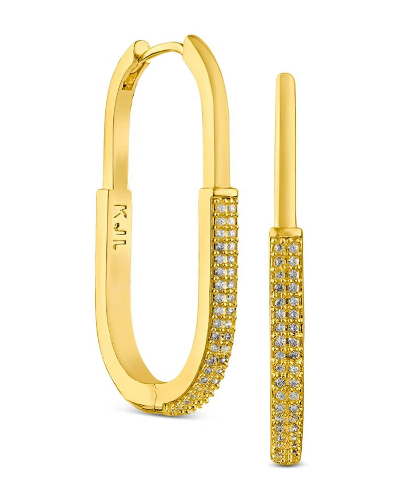 Pavé Cubic Zirconia Oval Hoop Earrings