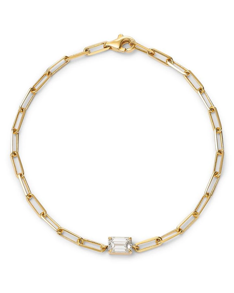 14K Yellow Gold Lab Grown Diamond Paperclip Bracelet