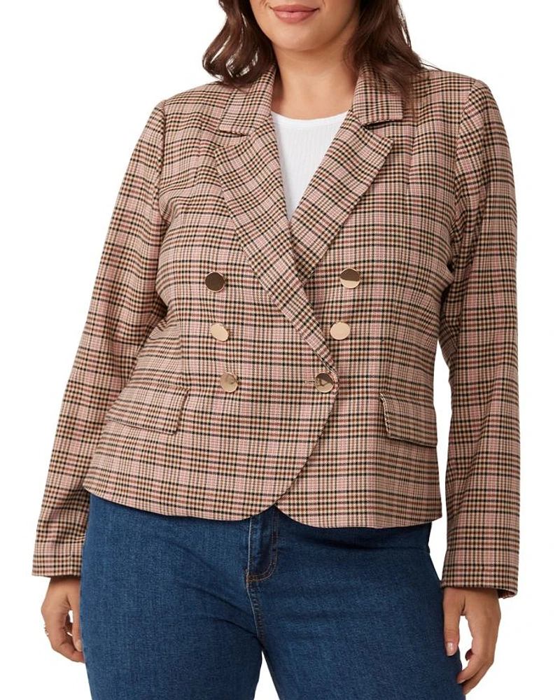 Plus Penelope Plaid Double Breasted Blazer