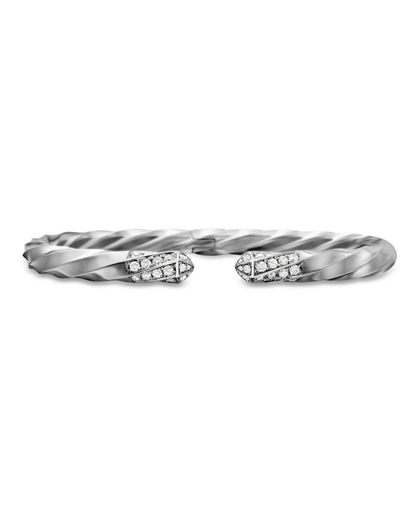 Cable Edge Bracelet in Recycled Sterling Silver with Pavé Diamonds