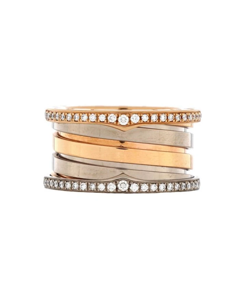 B.Zero1 Four Band Ring 18K Rose Gold and 18K White Gold with Diamonds