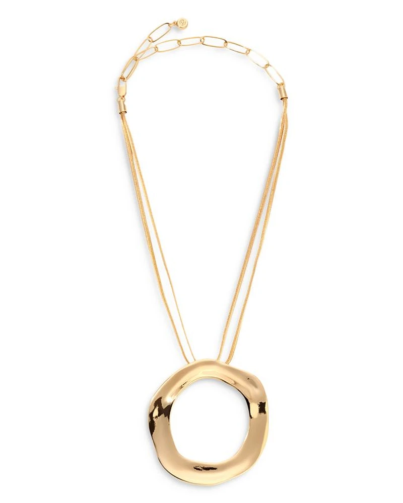 Open Circle Statement Pendant Necklace, 11"-16"