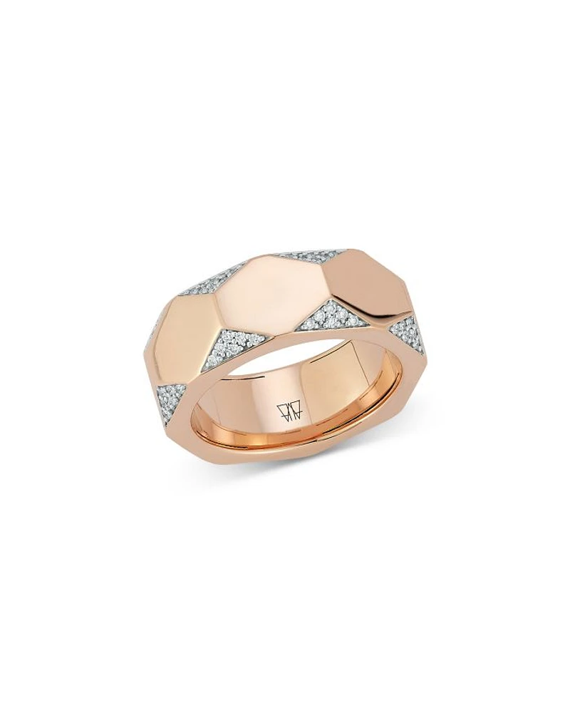 18K Rose Gold Diamond Quentin Hexagon Band