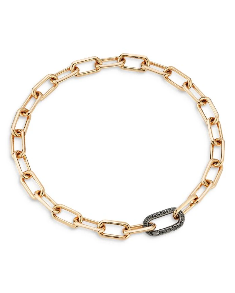 Men's 18K Black & Rose Gold Diamond Clasp Chain Link Bracelet