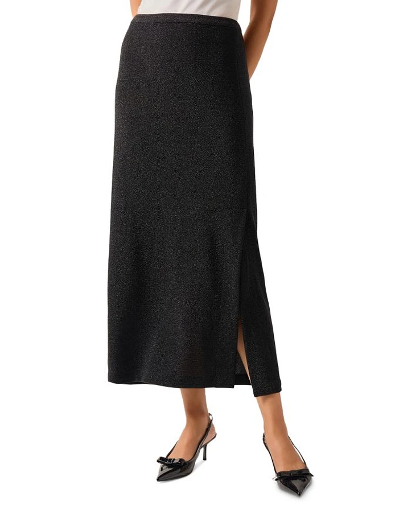 Metallic Knit Maxi Skirt