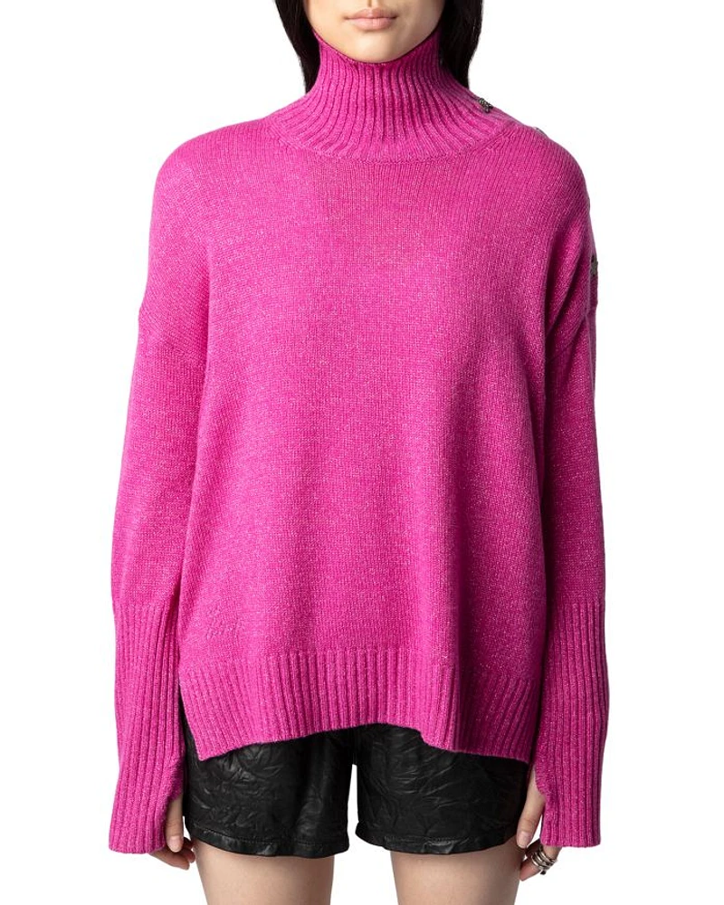 Alma Cashmere Wool Button Shoulder Sweater