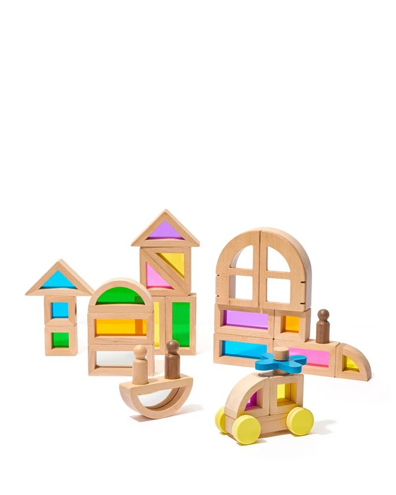 Rainbow Blocks and Cars Building Set - Ages 18 months+