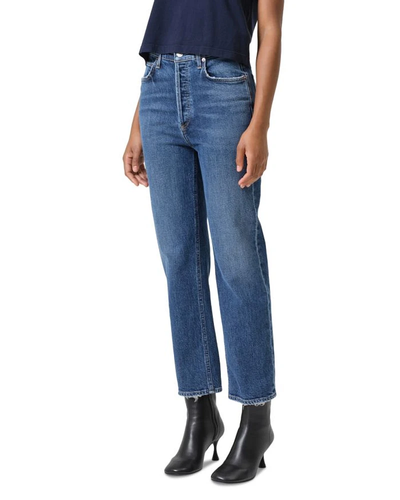 90s Pinch Waist High Rise Ankle Straight Jeans Solace
