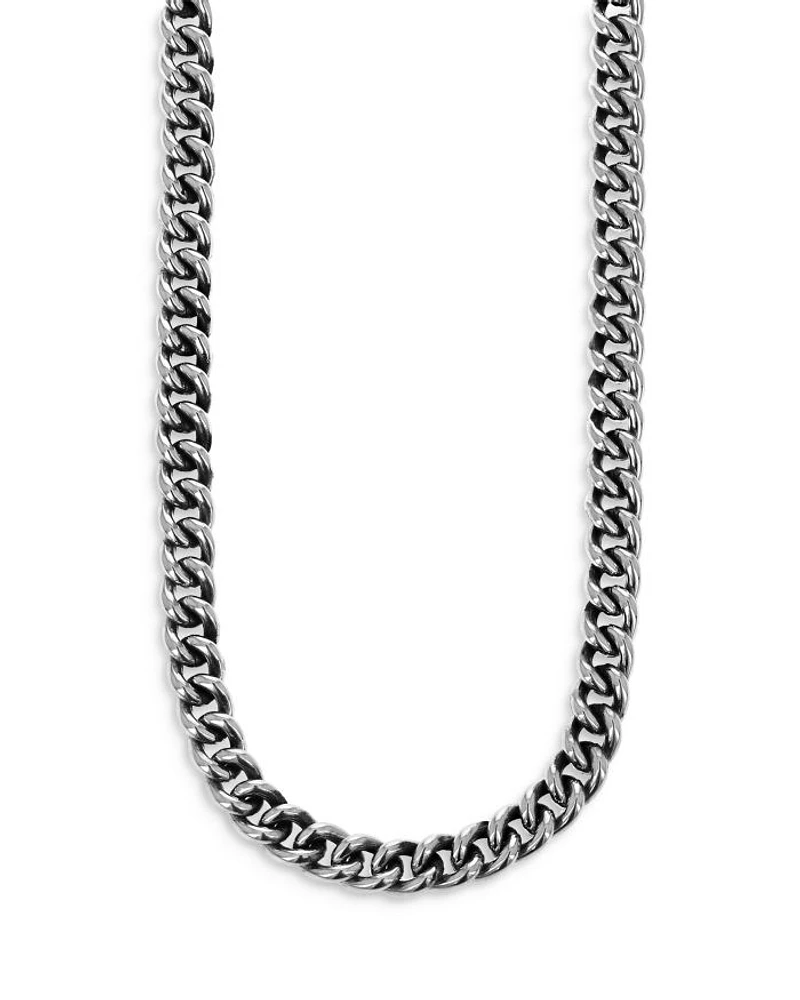 Sterling Silver Men's Curb Link Chain Necklace, 24"