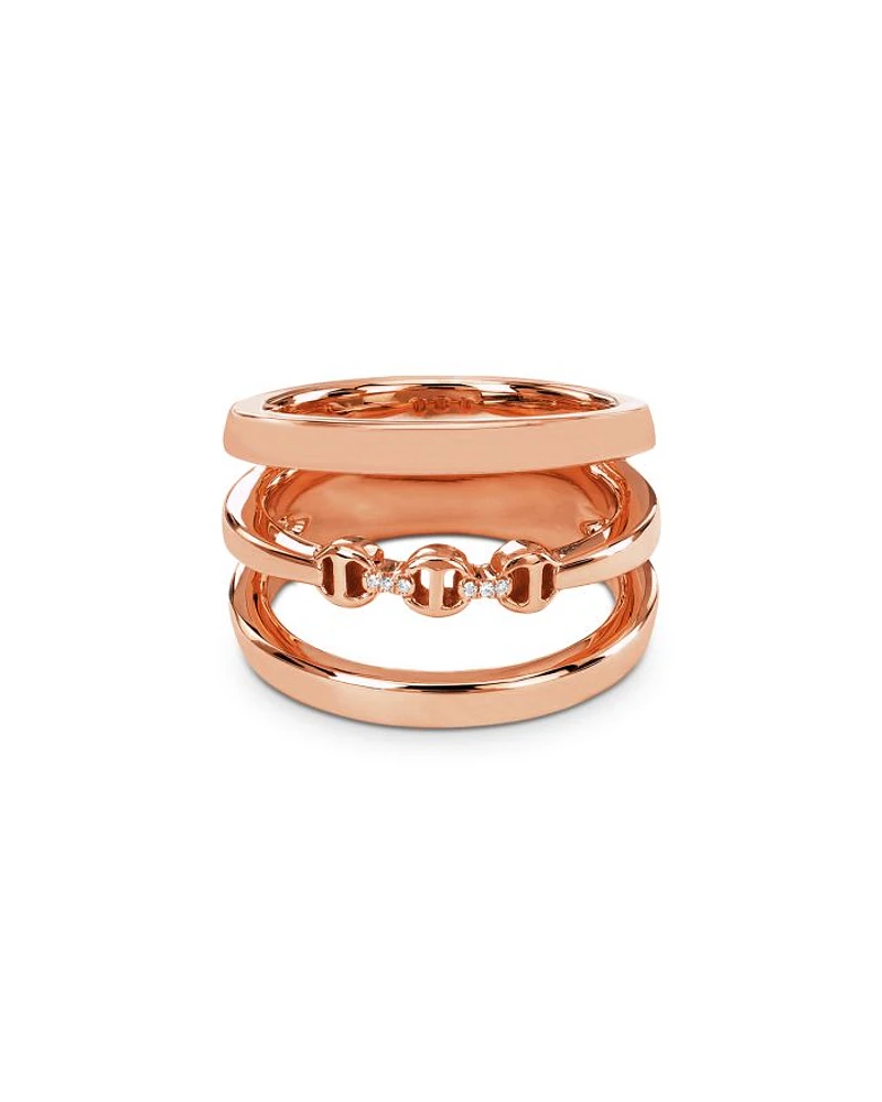 18K Rose Gold Asset Diamond Accent Three Row Ring