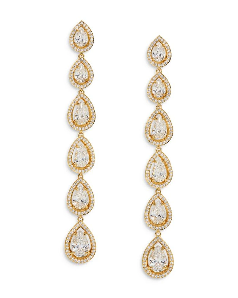 Radiant Cubic Zirconia Halo Linear Drop Earrings