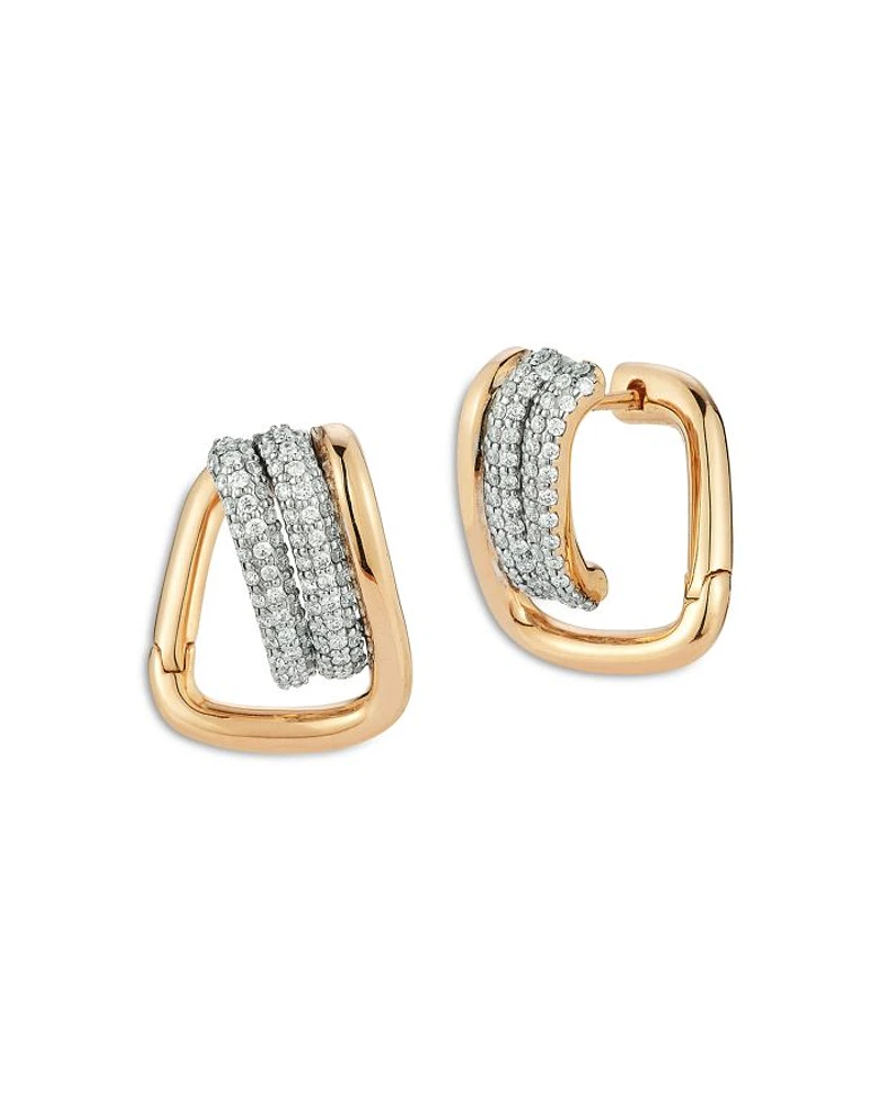 18K Rose & White Gold Huxley Diamond Huggie Earrings