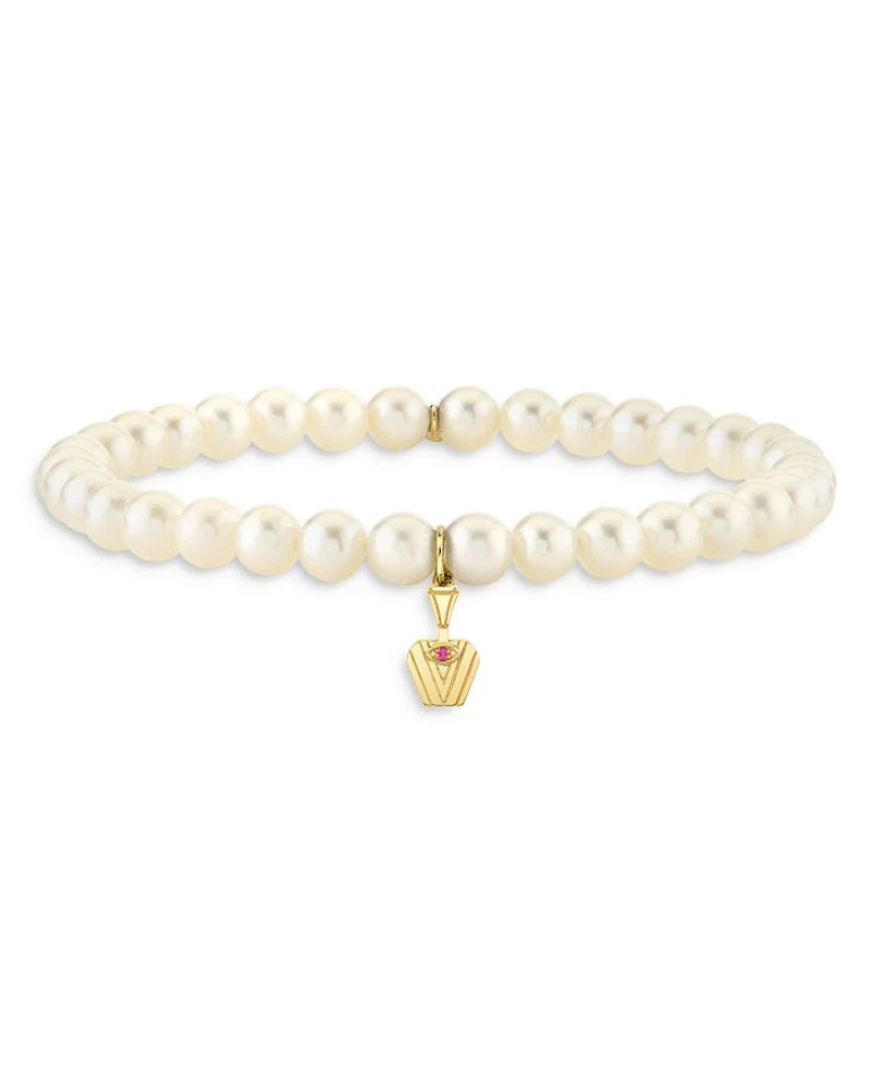 Wicked x Sydney Evan 14K Yellow Gold Glinda Pure Potion Bottle Charm Freshwater Pearl Bracelet