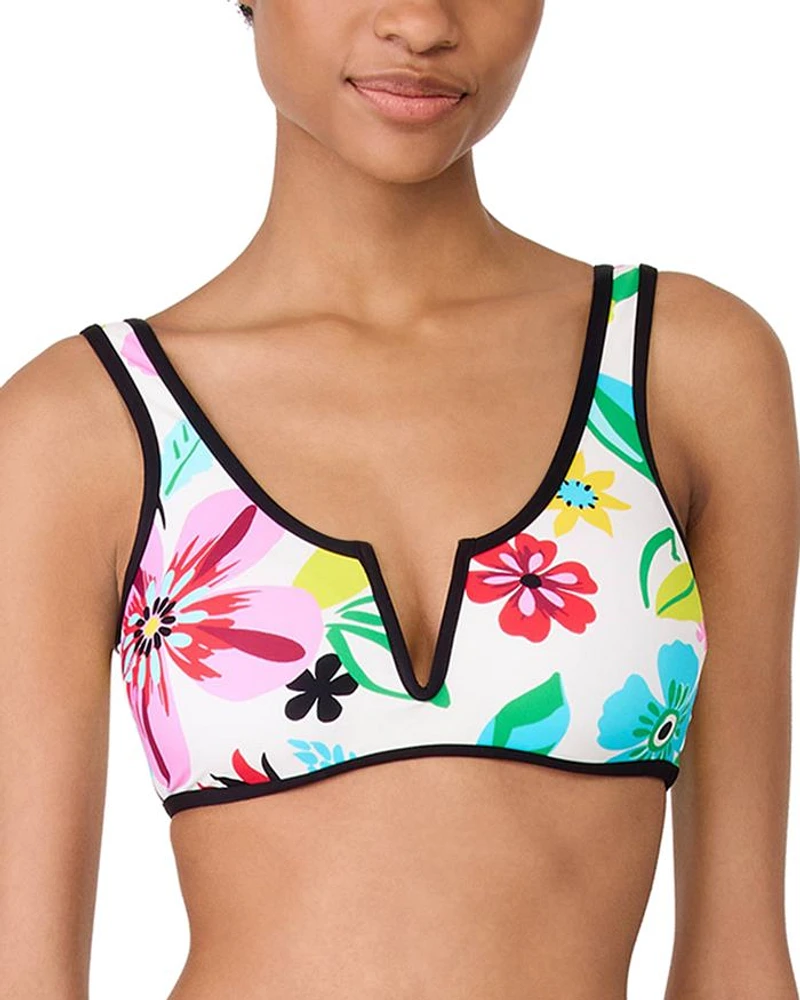 Printed V Wire Bikini Top